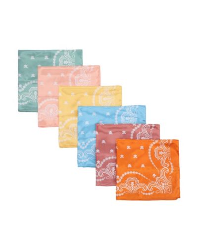 Lightweight Satin Paisley Print  22"x22" 6-Pack Bandana Set