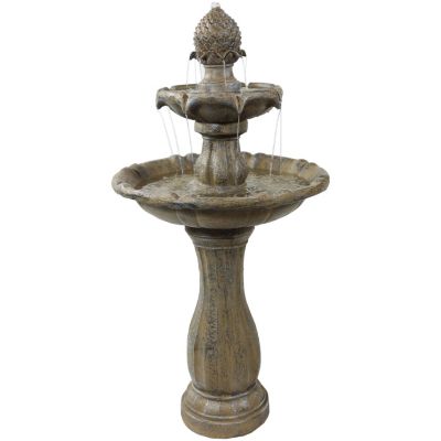 Sunnydaze Decor 46" H Outdoor 2-Tier Pineapple Solar Water Fountain with Battery Backup