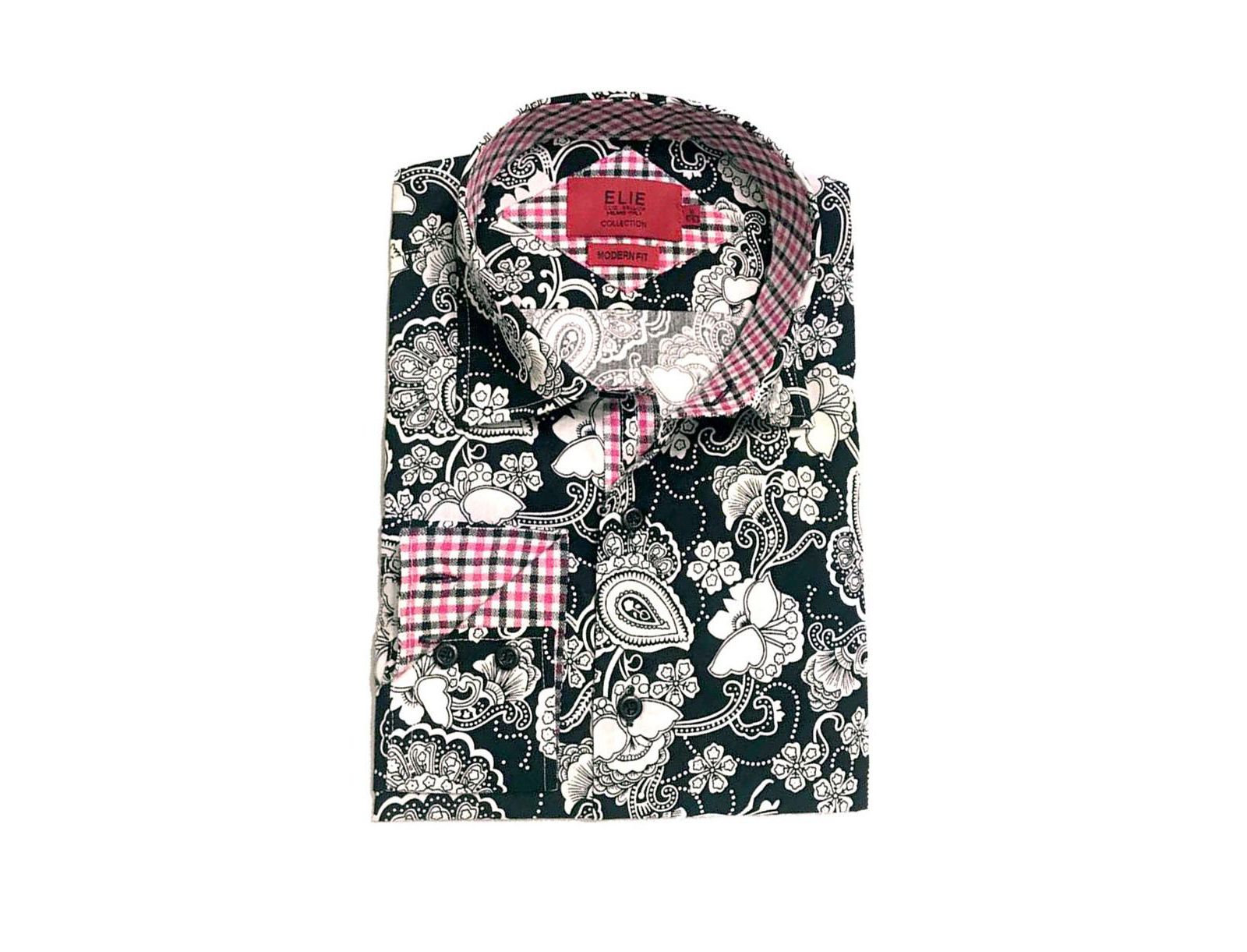 Elie Balleh Мужская рубашка Slim Fit Paisley черная для мальчиков