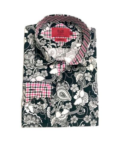 Elie Balleh Мужская рубашка Slim Fit Paisley черная для мальчиков