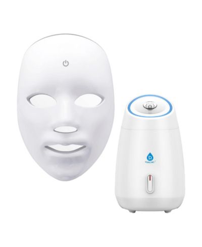7-in-1 LED Light Therapy Face Mask & Pursonic Facial Steamer Hot Mist Moisturizing Spa Bundle