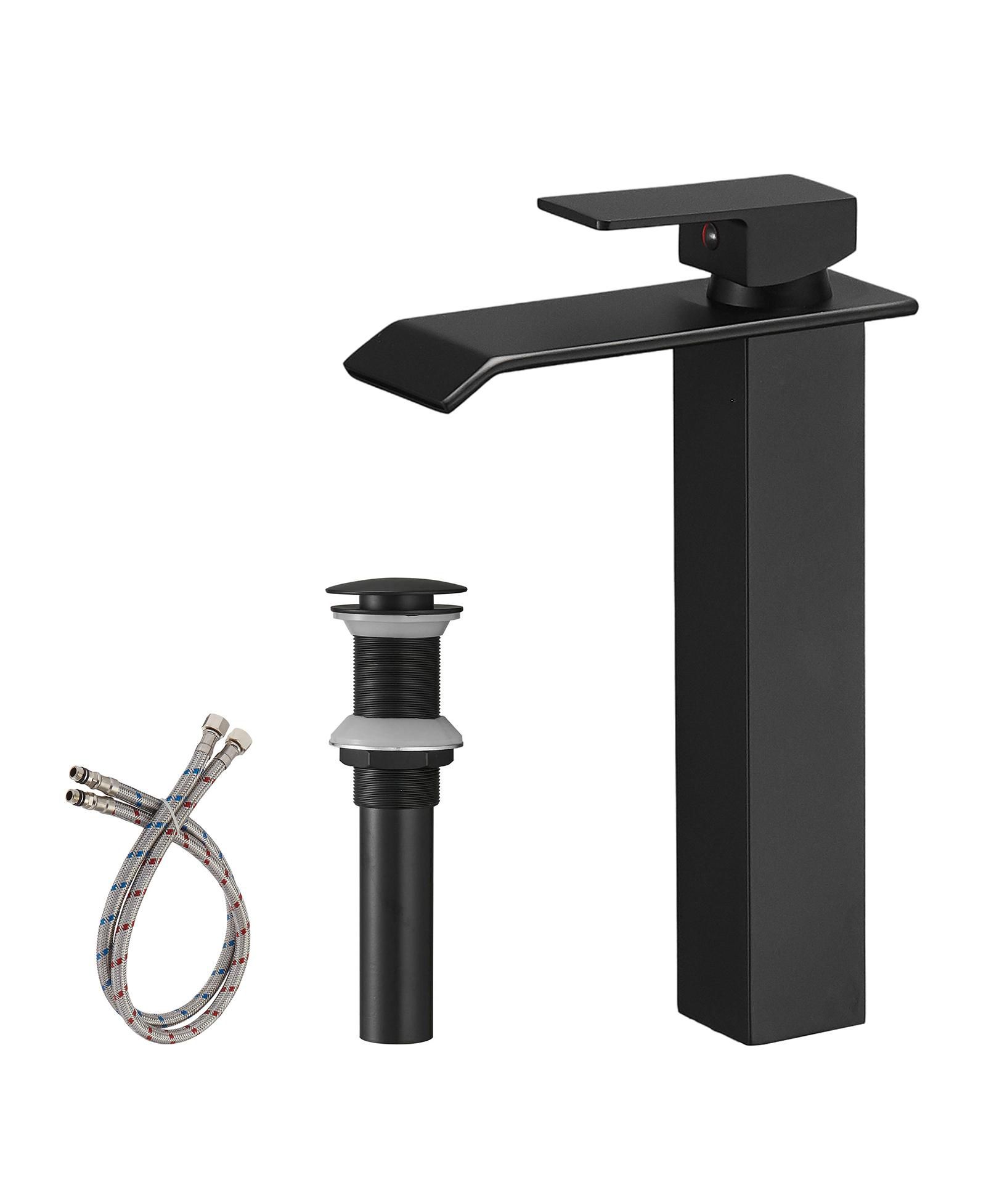 Greenspring Waterfall Single Hole Single Handle Bathroom Vessel Sink Faucet With Pop-up Drain