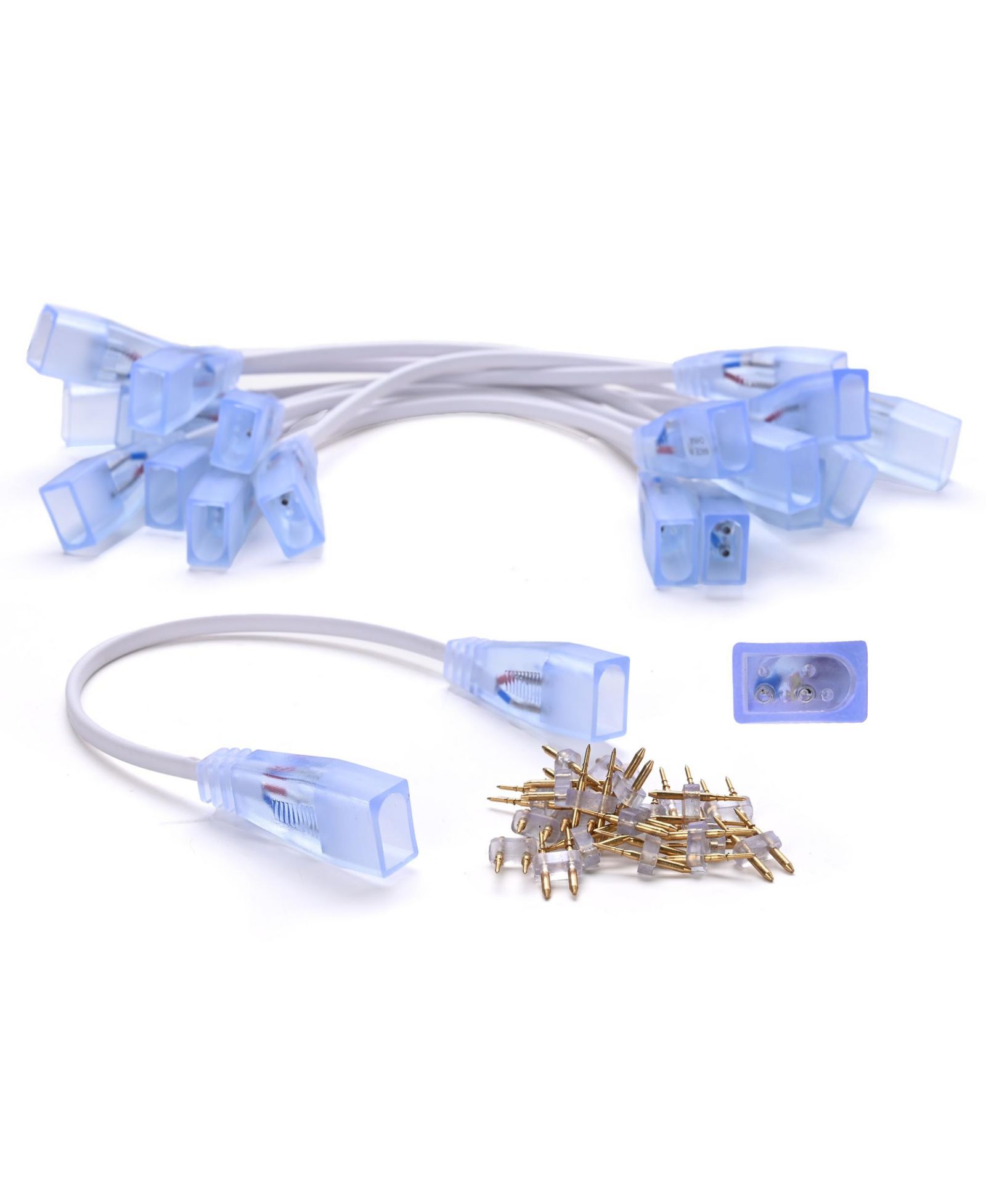 DELight 10 Pieces 2 Wire Splice Connector with Extension Cord for DELight Warm White LED Neon Rope Light DSL001