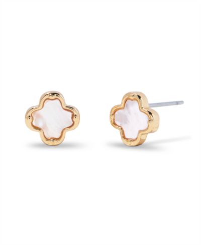 brook & york Chatham Gold Plated Clover Mother of Pearl Stud Earrings