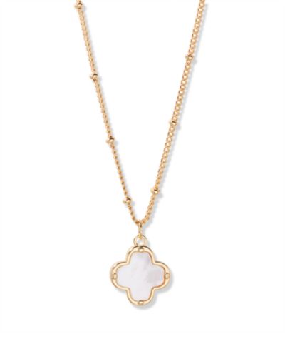 brook & york Gold Plated Chatham Clover Cultivated Pearl Short Pendant Necklace
