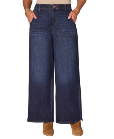 Democracy Women's "Ab" Solution 30/24" Skyrise Tulip-Hem Wide-Leg Jeans