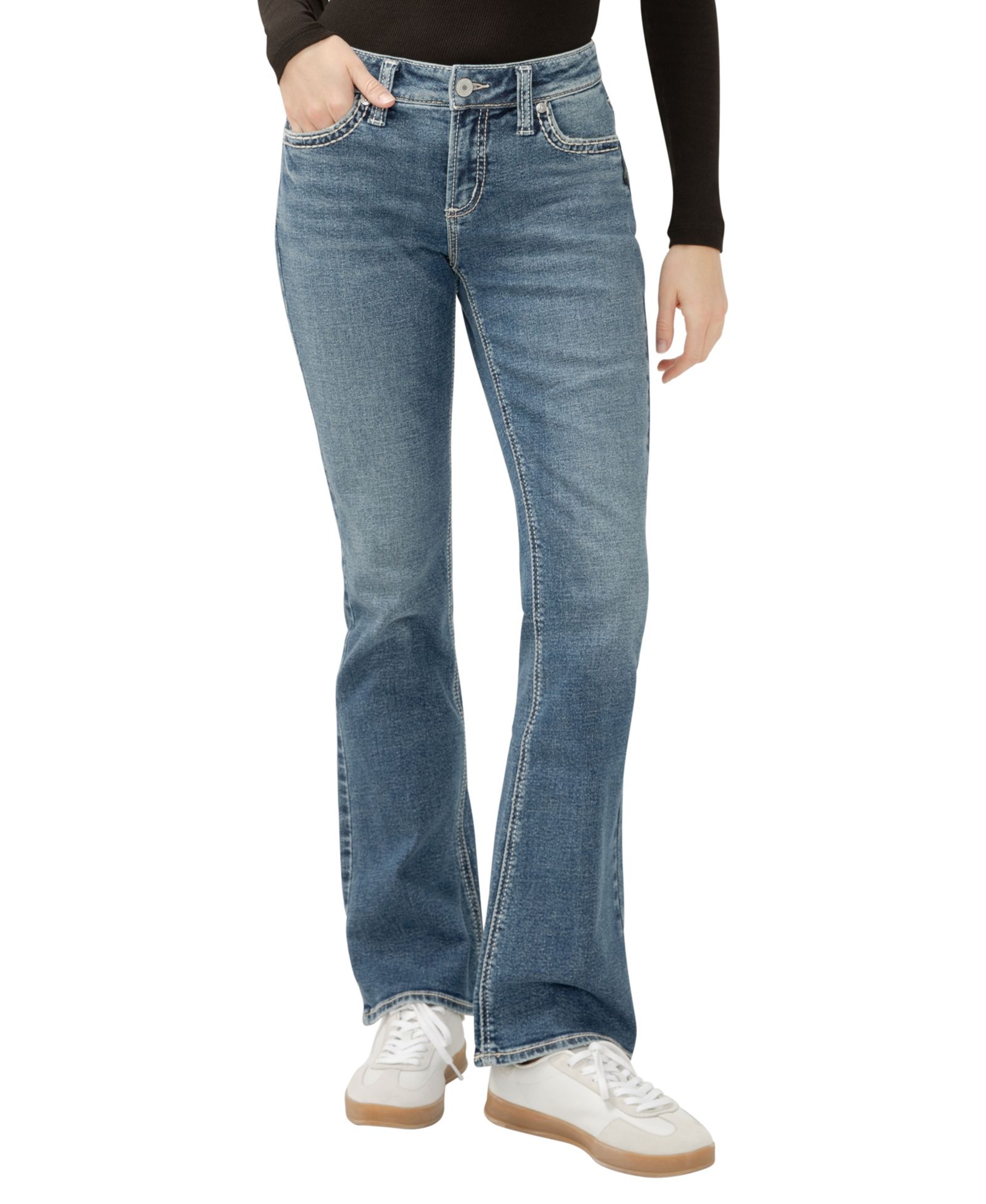 Silver Jeans Co. Women's Elyse Mid Rise Comfort Fit Bootcut Jeans