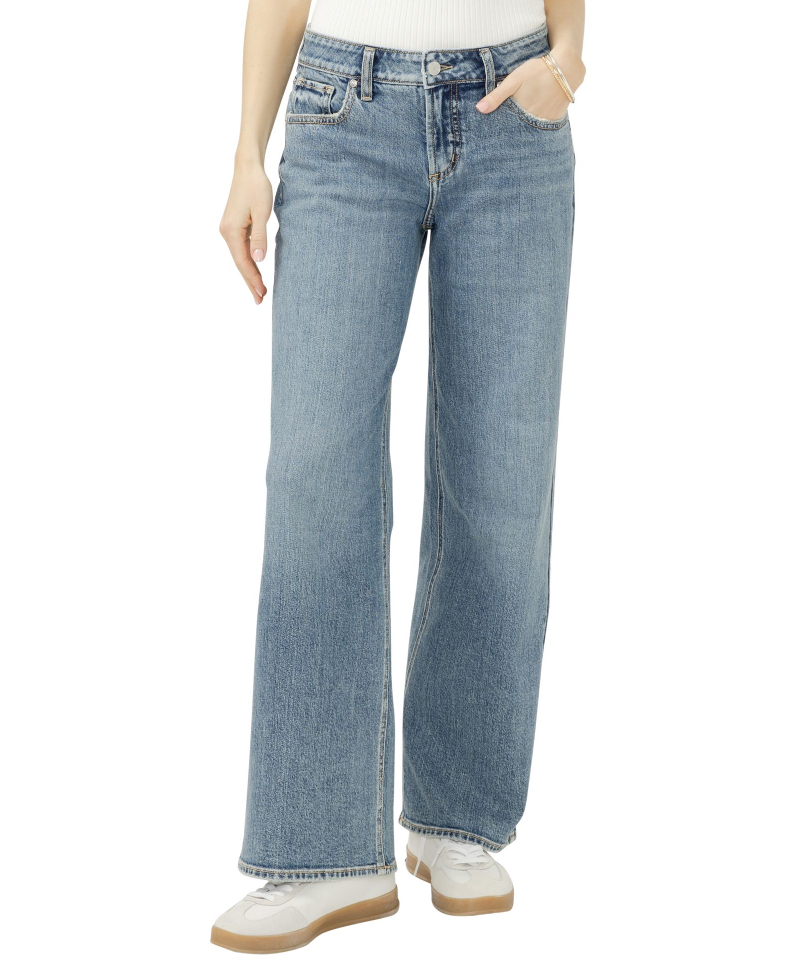 Silver Jeans Co. Женские джинсы Suki Mid Rise Curvy Fit Wide Leg