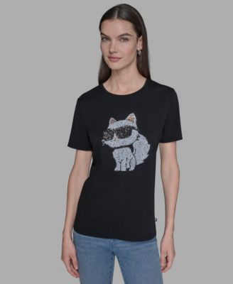 Женская футболка KARL LAGERFELD PARIS с пайетками Choupette