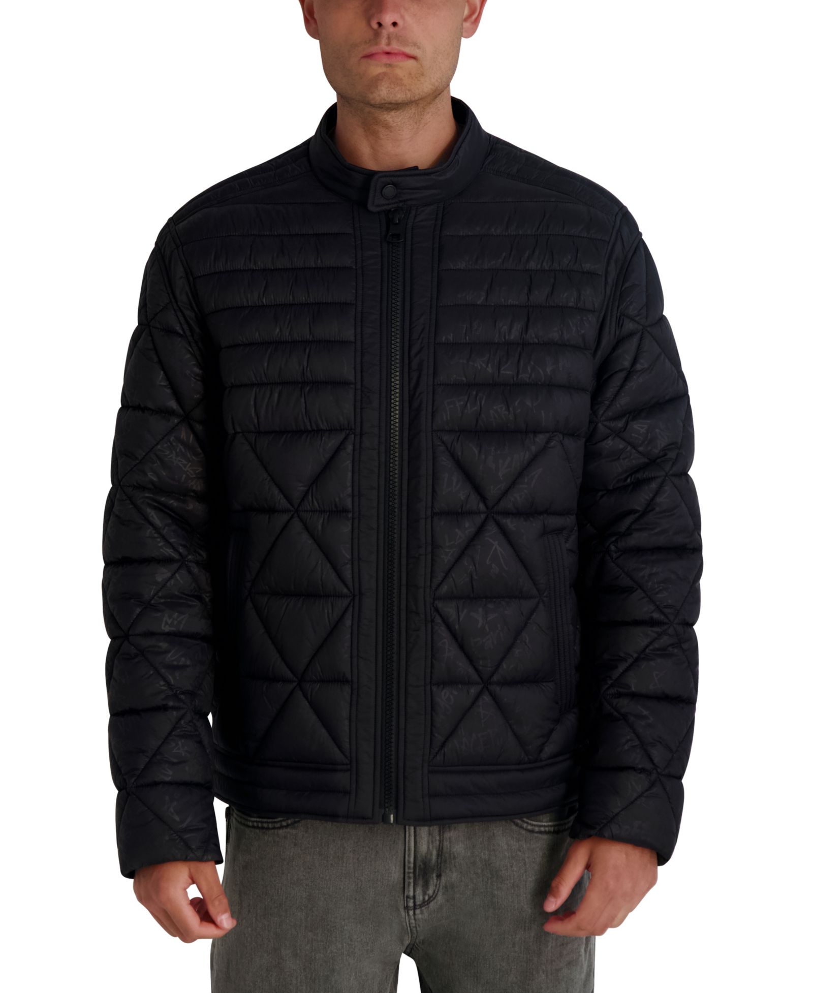 KARL LAGERFELD PARIS Men's Graffiti Karl Quilted Jacket