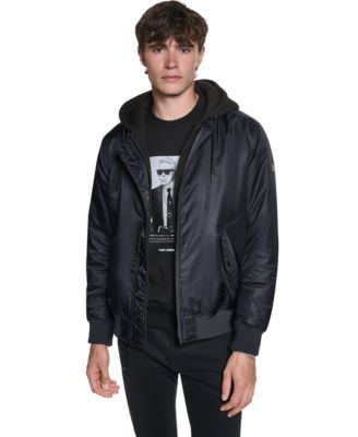 Бомбер KARL LAGERFELD PARIS Men's Embroidered Signature с Hooded