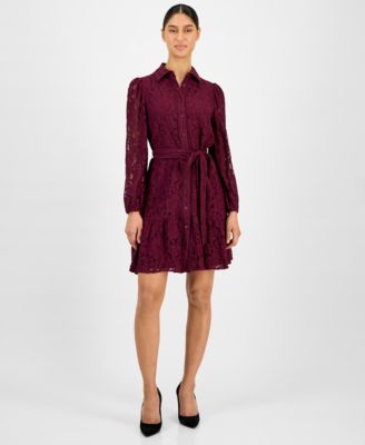 Anne Klein Женское кружевное многослойное платье с поясом