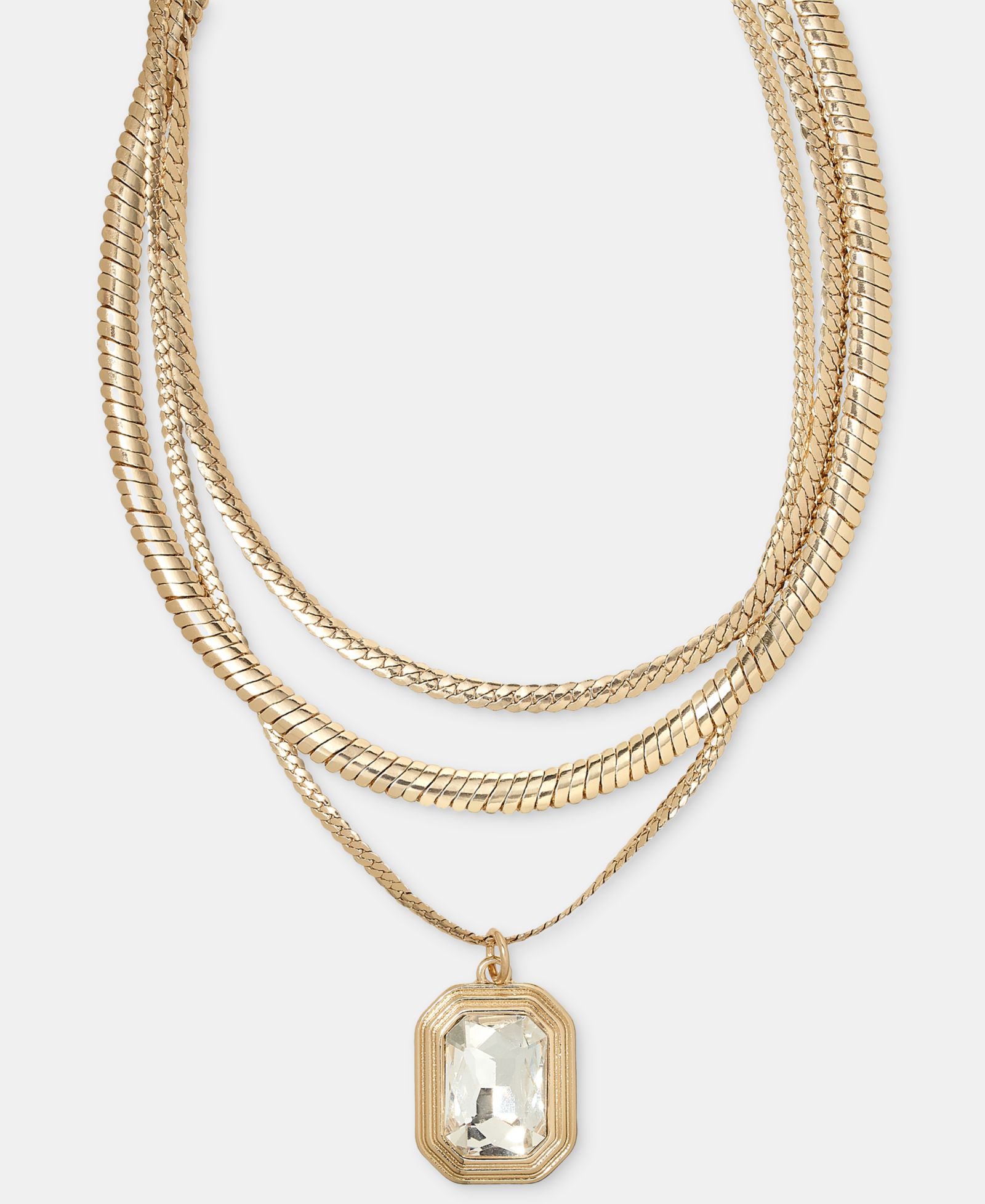 I.N.C. International Concepts Crystal Layered Pendant Necklace, 17" + 3" extender, Macy's Exclusive