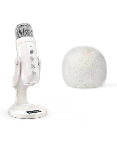 ZealSound игровой USB-микрофон k66w с пушистым ветрозащитным чехлом