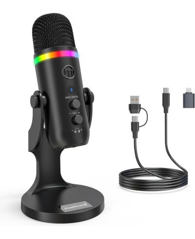 Zealsound K66 Noise-Cancelling USB Condenser Microphone [Compatible] with iPhone, iPad, Android, PS4, PS5, Windows PCs, and Macs