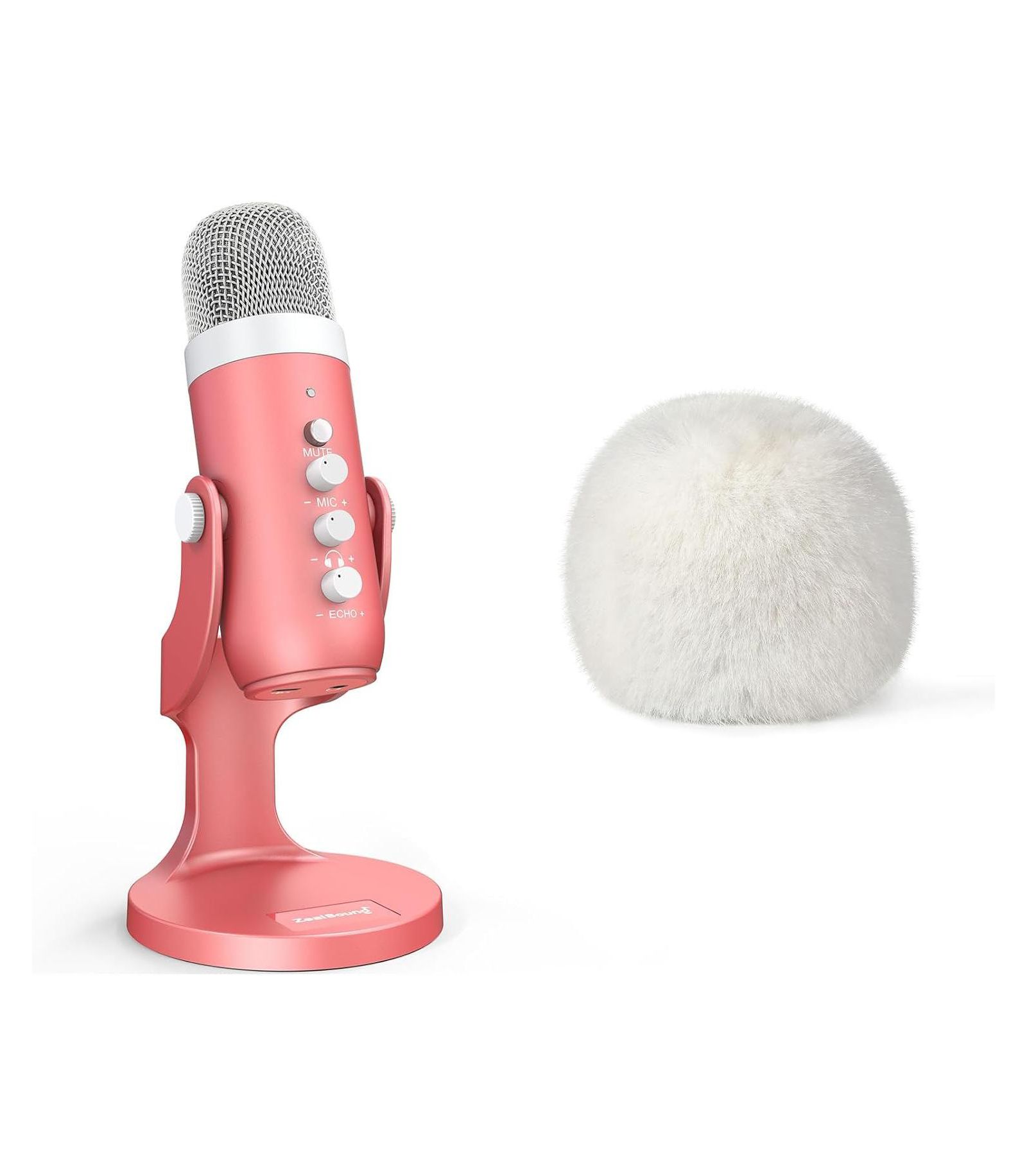 Игровой USB микрофон ZealSound k66p с меховой ветрозащитой