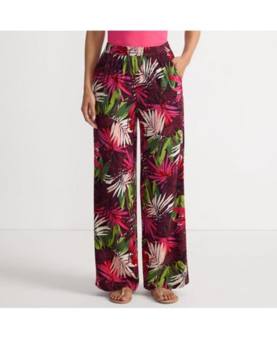 Lands' End Women's Rayon High Rise Wide Leg Pants - Set Bottom
