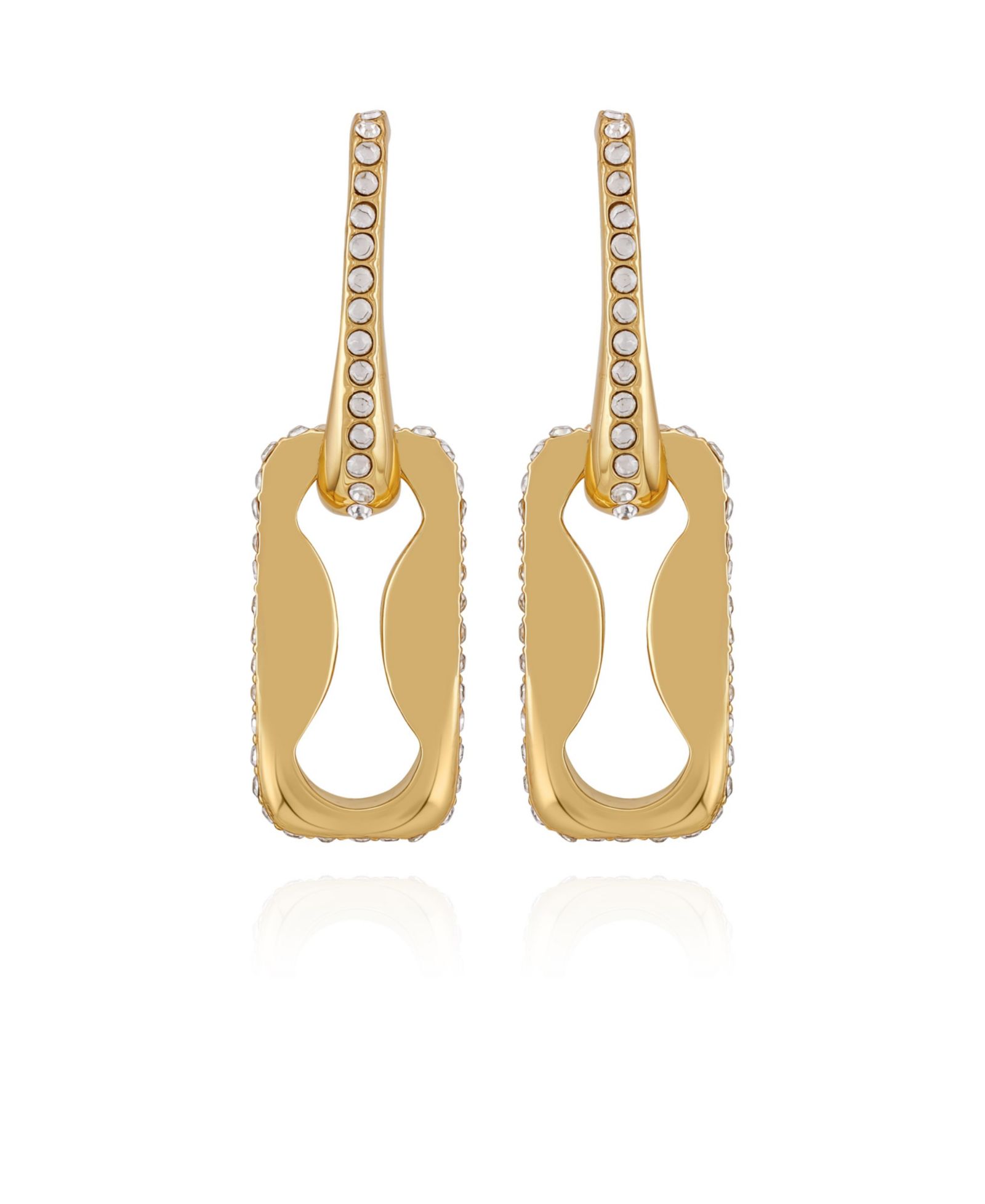 Vince Camuto Gold-Tone Pavé Interlocking Link Earrings