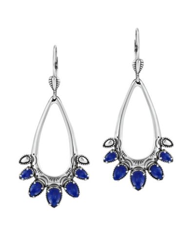 Серьги American West Jewelry Sterling Lapis Open Pear Gemstone Lever Back