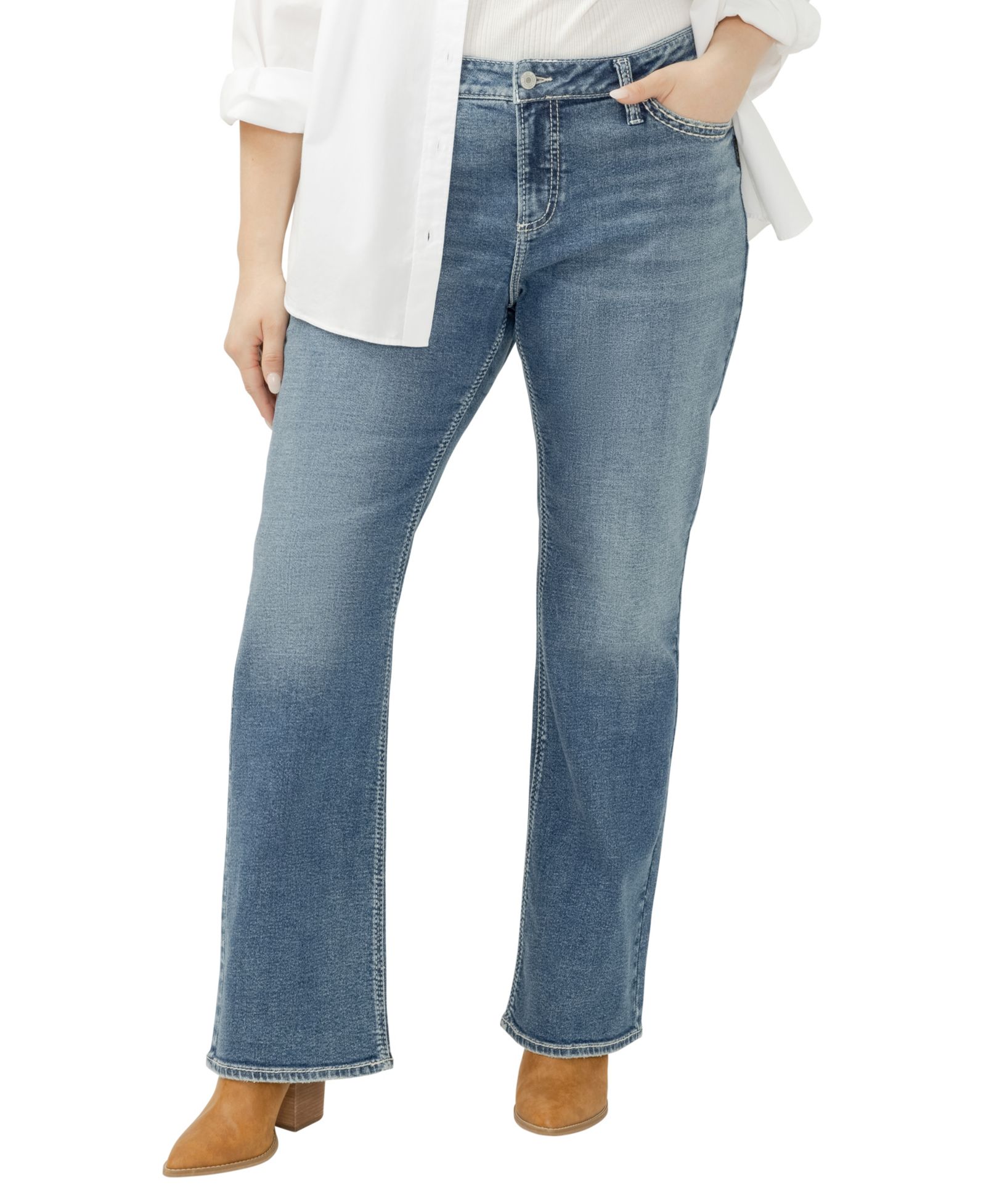 Джинсы Silver Jeans Co. Suki Mid Rise Curvy Fit Slim Bootcut, Plus Size