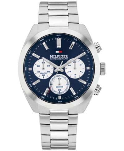 Мужские хронограф часы Tommy Hilfiger из нержавеющей стали серебристого цвета, 40mm