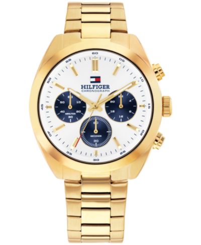 Мужские часы Tommy Hilfiger Chronograph Gold Tone Stainless Steel Bracelet, 40mm