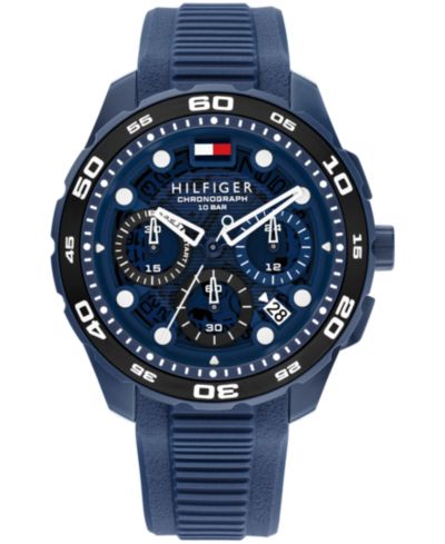Мужские часы Tommy Hilfiger Chronograph Blue Silicone Strap, 44mm