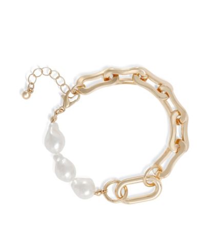 BCBG -Tone Link and Pearl Bracelet