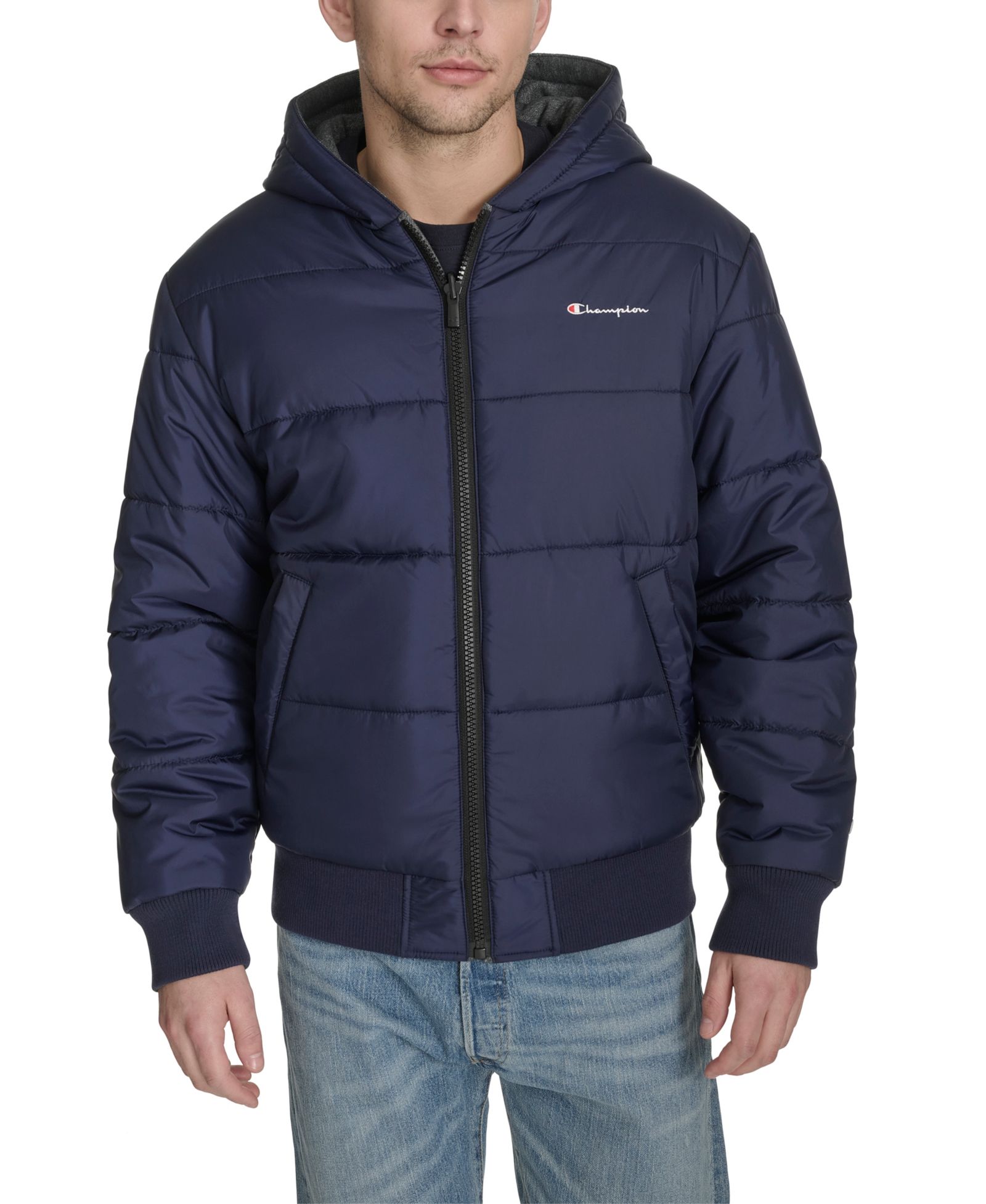 Champion Men's Reversible Hooded Bomber Jacket