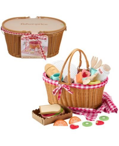 Игровой набор Fisher Price Wooden Picnic Basket and Food 31 Wood Pieces