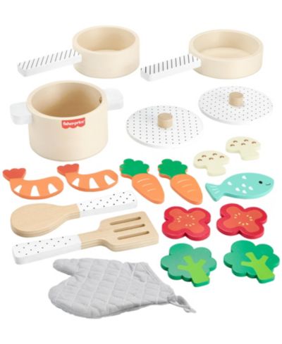 Набор Fisher Price Wooden Pots and Pans Kitchen, 19 Wood Pieces