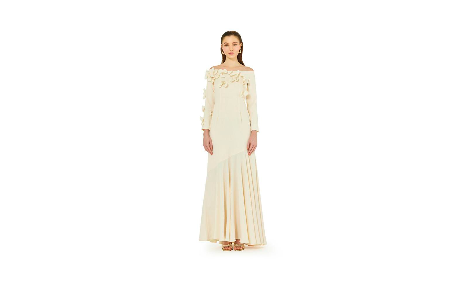 AMRI Женское вечернее платье Off-The-Shoulder Floral Embellished Flary Gown