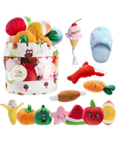 Nocciola 12 PCS Dog Squeaky Toys with Takeout Bag, Christmas gift,Cute Plush Small Dog Toys for Small to Medium Dogs