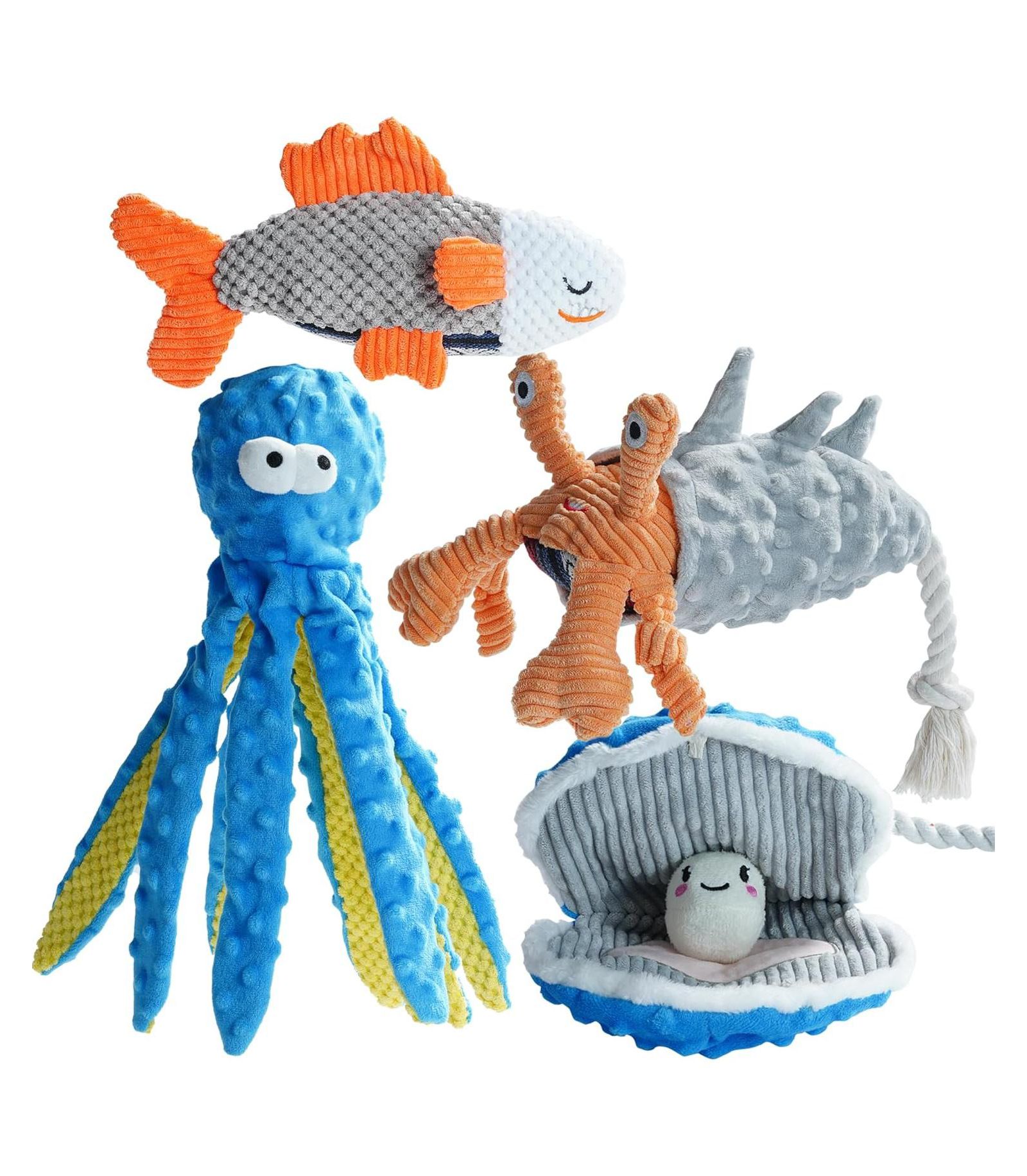 Игрушки для собак Nocciola 4 PCS Sea Creatures Crinkle Squeaky