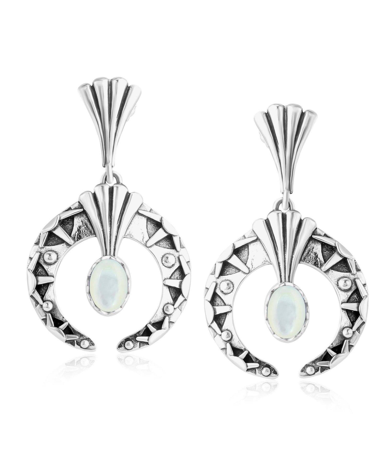 Серьги American West Jewelry Sterling Mother of Pearl Fritz Casuse Oval Gemstone Naja