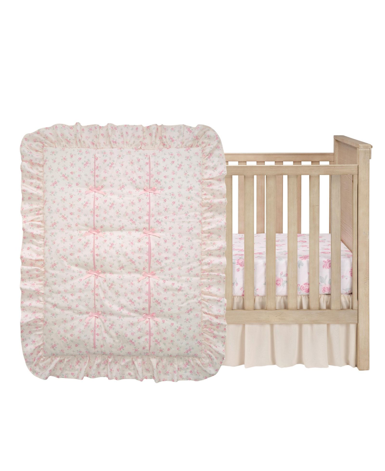 Lambs & Ivy Набор постельного белья для детской кроватки Coquette Floral Pink Bows, 3-Piece