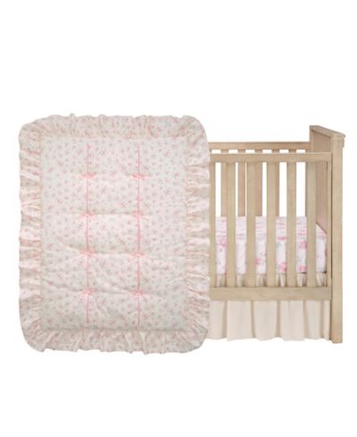 Lambs & Ivy Набор постельного белья для детской кроватки Coquette Floral Pink Bows, 3-Piece