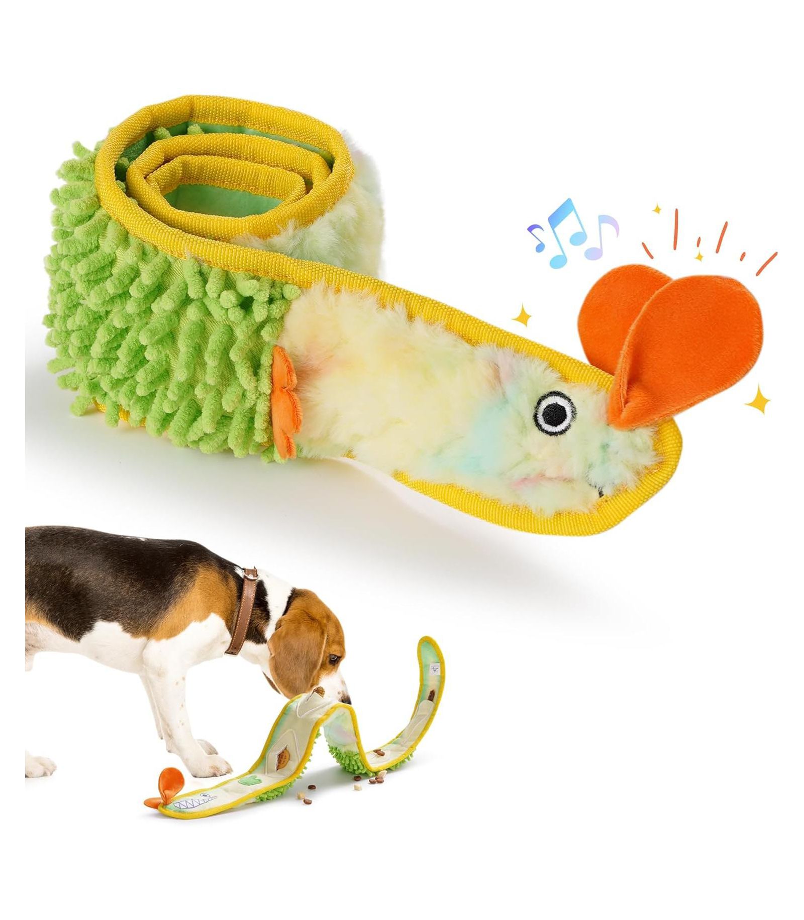 Nocciola No Stuffing EEL Crinkle Dog Squeaky Toys - Durable Dog Toys, Small Puppy Toys | Tough Dog Toys for Small Medium Large Dogs Yellow）