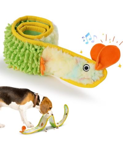 Nocciola No Stuffing EEL Crinkle Dog Squeaky Toys - Durable Dog Toys, Small Puppy Toys | Tough Dog Toys for Small Medium Large Dogs Yellow）