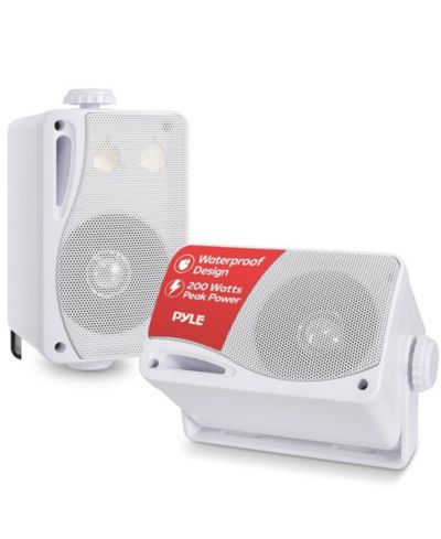 Pyle PLMR24 Weatherproof Outdoor Marine-Grade 3-Way Speaker Set
