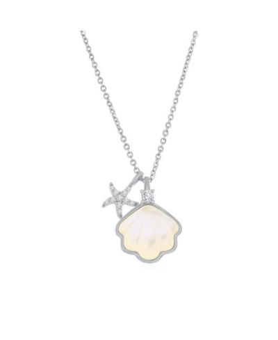 Sterling MOP Seashell & CZ Starfish Necklace