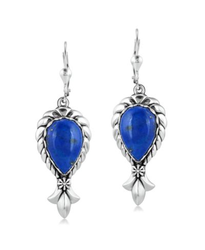 Серьги American West Jewelry из стерлингового серебра с лазуритом в форме груши, тип Squash Blossom