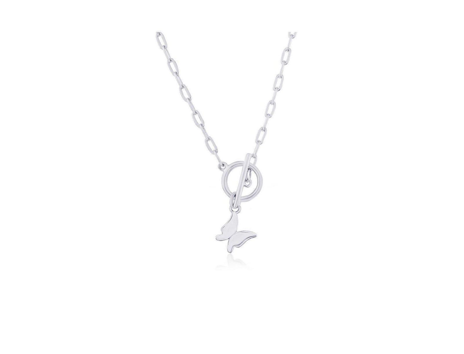 Simona подвеска Sterling Butterfly Charm Paperclip Toggle Necklace