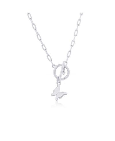 Simona подвеска Sterling Butterfly Charm Paperclip Toggle Necklace