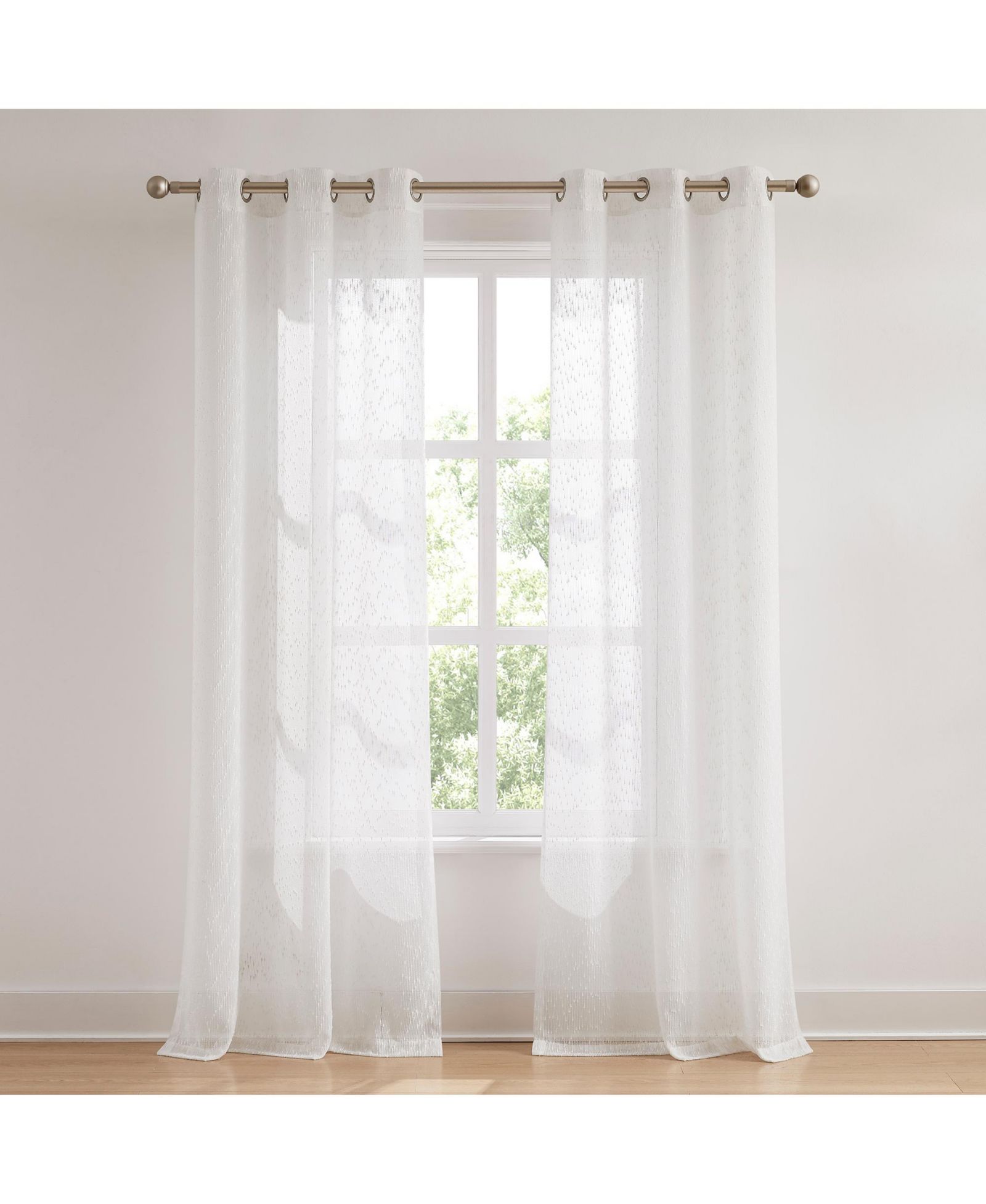Lush Decor Aileen Textured Raindrop Sheer Window Curtain Panels White Pair 38x84
