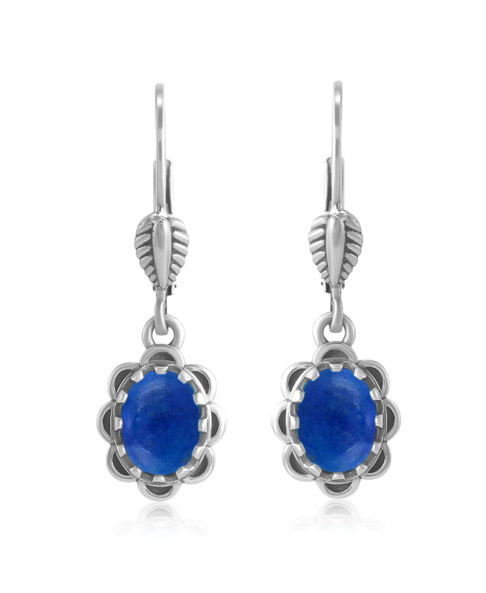 Серьги American West Jewelry Sterling Lapis Concha Lever Back Dangle