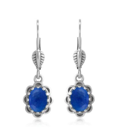 Серьги American West Jewelry Sterling Lapis Concha Lever Back Dangle