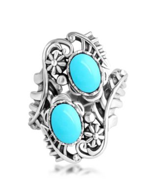 Кольцо American West Jewelry Sterling Silver Sleeping Beauty Turquoise Vine and Leaf Bypass
