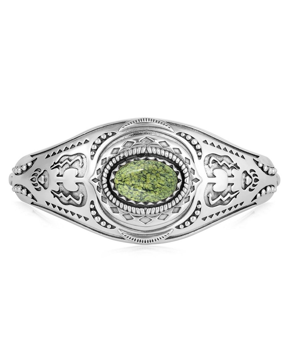 Браслет-кафф American West Jewelry Sterling Silver Serpentine Oval Cut Bear, Small