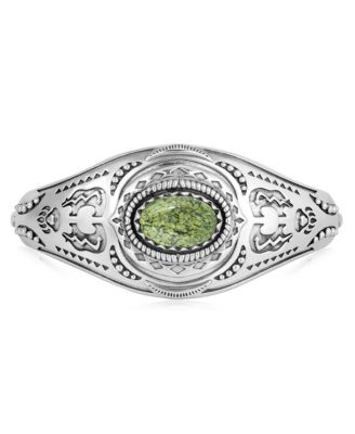 Браслет-кафф American West Jewelry Sterling Silver Serpentine Oval Cut Bear, Small
